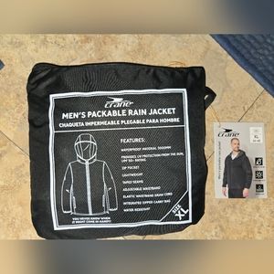 Crane Black Packable Rain Jacket sz XL